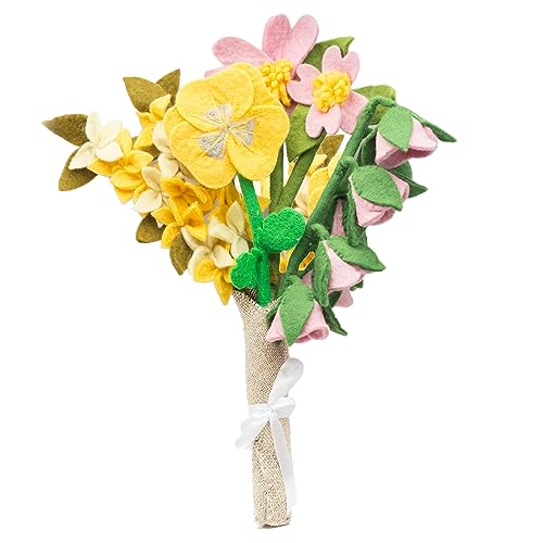 Glaciart One Künstlicher Blumenstrauß aus Filz – 4 Stück | wiederverwendbar, waschbar und ätherisches Öl bereit mehrfarbige künstliche Blumen mit biegbarem Drahtstiel | ideal als Geschenk und von Glaciart One