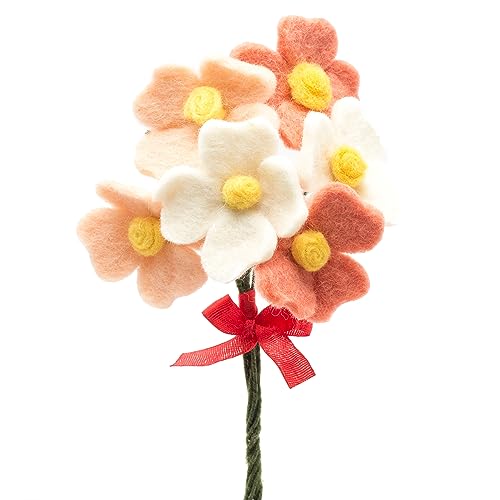 Glaciart One Künstlicher Blumenstrauß aus Filz – 6 Stück | wiederverwendbar, waschbar und ätherisches Öl bereit mehrfarbige künstliche Blumen mit biegbarem Drahtstiel | ideal als Geschenk und von Glaciart One