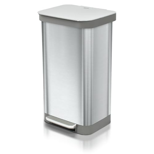 Glad Edelstahl-Stufen-Mülleimer, Serie 2 mit Clorox-Schutz, großer Küchen-Mülleimer aus Metall mit sanft schließendem Deckel, Fußpedal und Abfallbeutelrollenhalter, 78 l Glad Edelstahl-Stufen-Mülleimer, Serie 2 mit Clorox-Schutz, großer Küchen-Mülleimer aus Metall mit sanft schließendem Deckel, Fußpedal und Abfallbeutelrollenhalter, 78 l von Glad