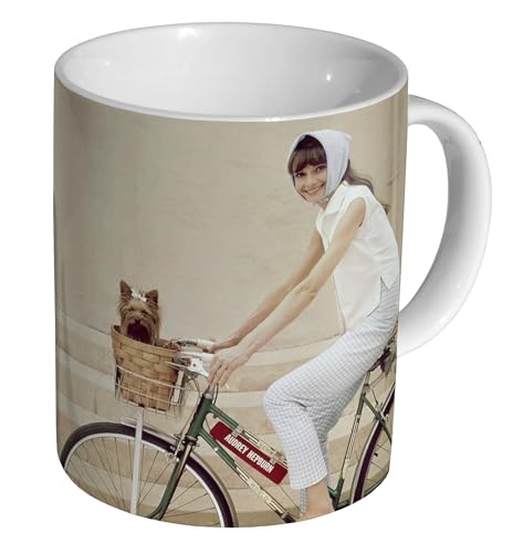 Glades Audrey Hepburn Candid Bike – Keramik 325 ml Tee-/Kaffeetasse von Glades