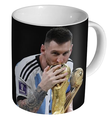 Glades Lionel Messi Argentinien Kuss Weltmeisterschaft Pokal – Keramik 325 ml Tee/Kaffeetasse von Glades
