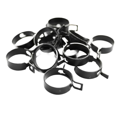 100 Stück schwarze Klemmfeder-Schlauchschellen aus 65MN Manganstahl, Sortiment 20–27 mm, elastische Schnalle, Kraftstoffleitung, Wasserrohr von Gladiaond