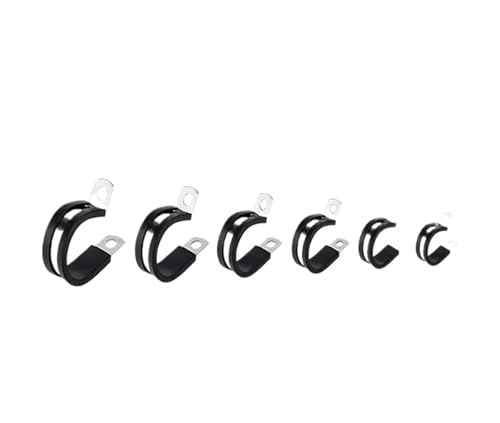 42/52 stücke Kabel Klemmen Edelstahl Gummi Gepolsterte Kissen Rohr Klemme Schlauch Metall Kraftstoff Linie Wasser Luft Clip(42pcs) von Gladiaond