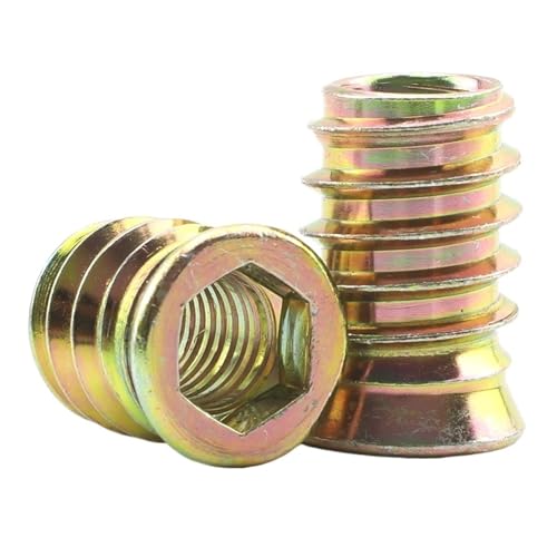 5–10 Stück Holzgewindeeinsatzmutter M6-M10 verzinkt Innensechskant-Antriebskopf Möbelmuttern aus Kohlenstoffstahl(M6x10 10pcs) von Gladiaond