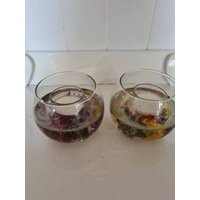 Glasschale Blumen Und Kerzen von Gladyskeepsakes