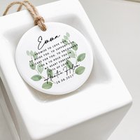 Personalisierte Paten Paten Versprechen Patenkind Taufspruch, Keramik Rundes Ornament, Andenken Für Patenkind von GlamAndCoGifts