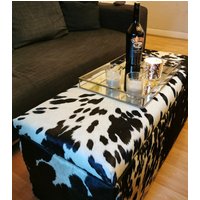 Große Ottomane Aus Rindsleder Mit Großer Ablagefläche von GlamBespokeDesigns