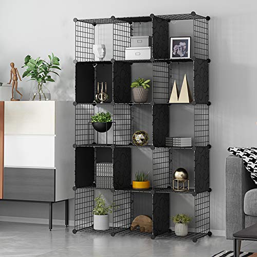 Glamexx24 Hallo Home® Regalsystem Kleiderschrank aus Kunststoff Steckregal Aufbewahrungsregal Bücherregal Spielzeug Organisator Schrank 15 Würfel Schwarz von Glamexx24