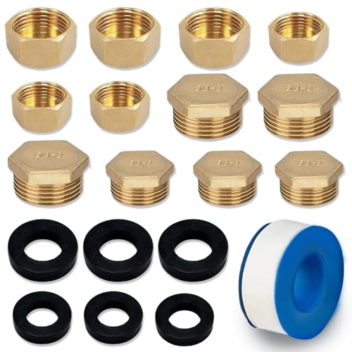 Glamifyr 12 Stück Blindstopfen Wasserleitung und Wasserstoppband, Blindstopfen Aussengewinde und Innengewinde 1/2 3/4 Zoll, Messing Eckventil Kappe mit Verdickung Gummidichtungen Aufbewahrungsbox Glamifyr 12 Stück Blindstopfen Wasserleitung und Wasserstoppband, Blindstopfen Aussengewinde und Innengewinde 1/2 3/4 Zoll, Messing Eckventil Kappe mit Verdickung Gummidichtungen Aufbewahrungsbox von Glamifyr