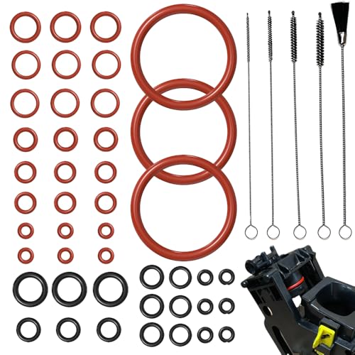 Glamifyr 45 Stück Philips Latte go Dichtungsringe und 5 Stück Reinigungsset, Philips Kaffeevollautomat Dichtung O-Ringe für Philips Saeco für Supportventil Dampfventil Auslaufventil Kaffeevollautomat von Glamifyr