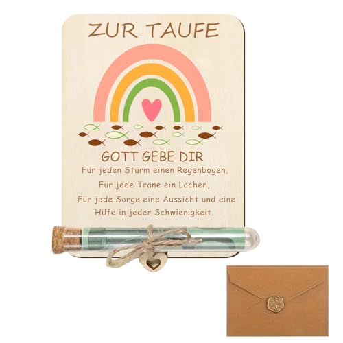 Glamifyr Taufgeschenke für Mädchen Geldgeschenk Verpackung Regenbogen, Taufgeschenk Mädchen Geschenk Taufe Mädchen, Geldgeschenk Taufe Holz Geschenke für Mädchen, Tochter, Enkelin von Glamifyr