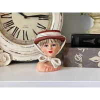 Relpo Lady Head Vase/Head Vase/Vintage Headvase/Head Planter/Vintage Floral Bonnet/Vintage Planter/Relpo Planter/Lady Vase Relpo Lady Head Vase/Head Vase/Vintage Headvase/Head Planter/Vintage Floral Bonnet/Vintage Planter/Relpo Planter/Lady Vase von GlammasVintageShop