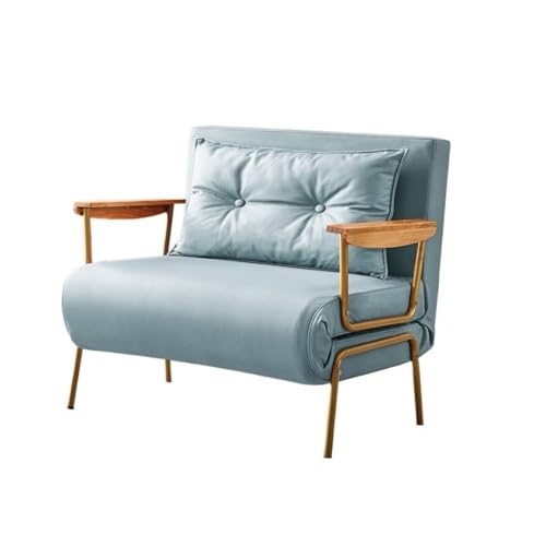 Ausklappbares Schlafsofa für kleine Räume, Schlafsofa aus Kunstleder, umwandelbar, Liegesofa, Schlaffunktion for Wohnzimmer und Wohnung Gästebett für Wohnung, Wohnzimmer, Büro(Light Blue,100cm) von Glamour Haven