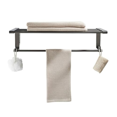 Glamour Haven Badezimmerdekor, 24-Zoll-Handtuchhalter, Handtuchregal mit Haken, rostfreie Handtuchaufbewahrung, Wandhalterung for Badezimmer, für Badezimmerdekor, Badezimmerregale und -aufbewahrung von Glamour Haven