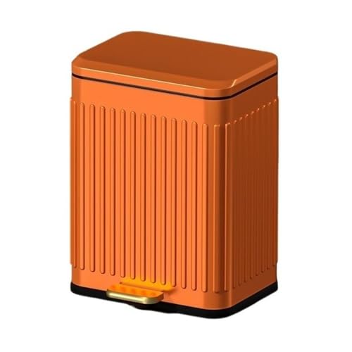 Glamour Haven Geruchsdichter Mülleimer für die Küche, Retro-Mülleimer aus Edelstahl mit Soft-Close-Deckel und Trittpedal – 6/13 l Langlebige und leicht zu reinigende Mülleimer für(Orange,L) von Glamour Haven