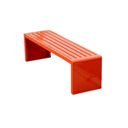 Glamour Haven Kleine, langlebige Gartenbänke für den Außenbereic Parkbank aus Zinklegierung, quadratische Gartenbank im Freien, Außenbank für Garten, Veranda und Park(Orange) von Solunovia
