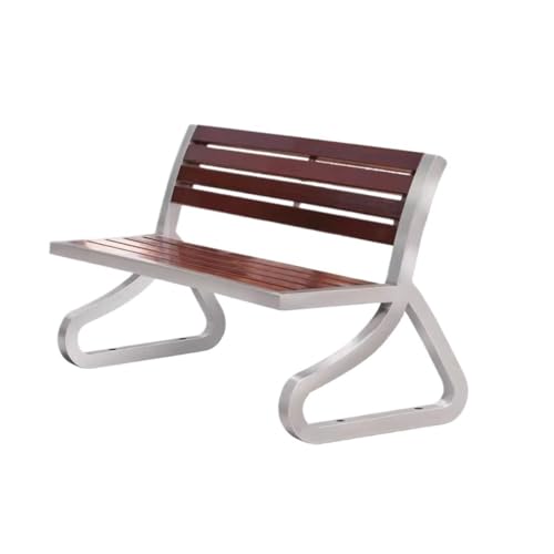 Glamour Haven Kleine, langlebige Gartenbänke für den Außenbereich, Parkbank aus Edelstahl, Holzsitz for den Außenbereich for Garten, Terrasse, Hof, Außenbank für Garten, Veranda und Park(180cm) von Glamour Haven