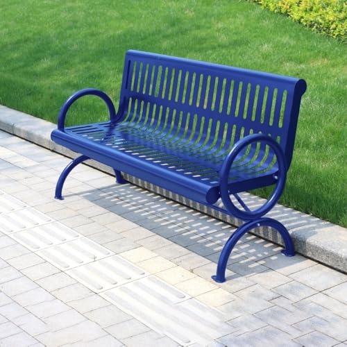 Kleine, langlebige Gartenbänke für den Außenbereic Stabile Parkbank aus Stahl for 2 Personen, Sitzgelegenheiten for Garten und Terrasse , Außenbank für Garten, Veranda und Park(Blue,180cm) von Glamour Haven