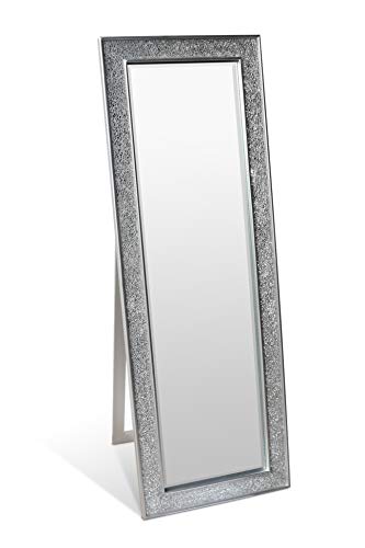 Glamour by Casa Chic - Mosaik Glitzereffekt Wandspiegel - Silber - Ganzkörper Standspiegel - 130 x 45 cm von Glamour by Casa Chic