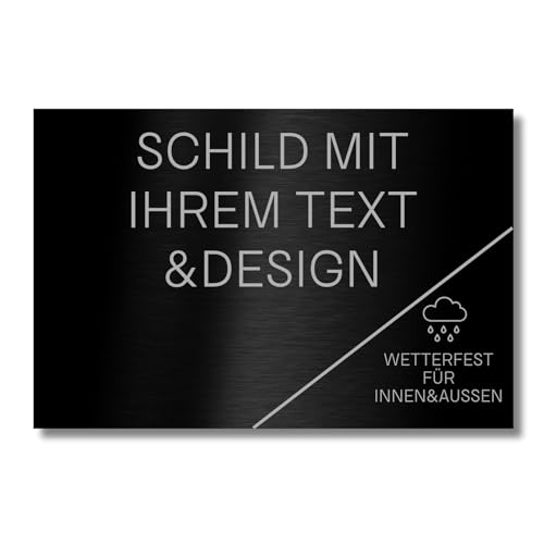 Türschild aus Metall | personalisierbares Türschild in schwarz oder silber | Auswahlbare Größe| Türschild| Schild mit Adresse u. Hausnummer| zum Kleben o. Schrauben | Schild aus Metall von GlamourDesign