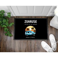 Fußmatte | Zuhause Ist Wo Wir Parken| Personalisierbar Mit Vornamen| Rutschfest & Waschbar Indoor von GlamourDesignDE