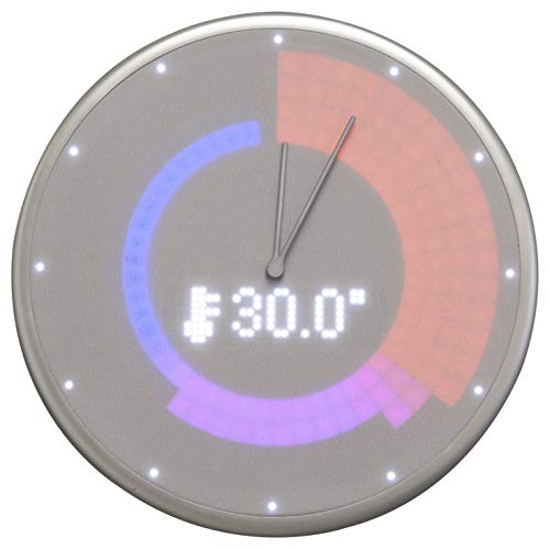Glance NeXtime - intelligente Wanduhr, Bluetooth - Datenübertragen, Clock, smarte Wanduhr, Smart Clock, LED Anzeige, für iOS und Android, Silber, 22,8 x 22,8 x 3 cm, GC-EU-SLV01 von Glance