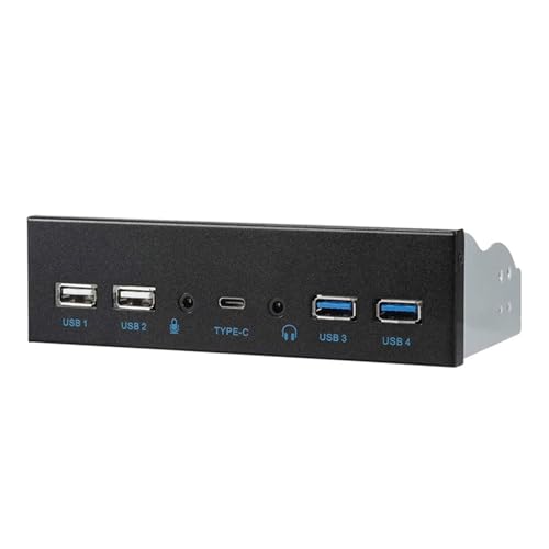 Glanhbnol USB 3.0 Frontpanel für PC, USB-Hubs, USB 3.1 TypeC + 2 x USB 3.0 + 2 x USB 2.0 Hub + 3,5 mm, passend für 5,25 Zoll CROM Schacht Glanhbnol USB 3.0 Frontpanel für PC, USB-Hubs, USB 3.1 TypeC + 2 x USB 3.0 + 2 x USB 2.0 Hub + 3,5 mm, passend für 5,25 Zoll CROM Schacht von Glanhbnol