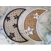Personalisierter Mond/Wanddeko Aus Holz , 8mm, in Wunschfarbe Und Wunschgröße, Auch Mit Glitzer, Kinderzimmer, Geschenk, Geburt, Taufe von GlanzGeschenke