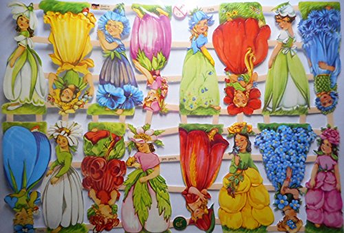 Glanzbilder Tulpe Blume Mädchen EF 7425 Oblate Posiebilder Scrapbook Deko GWI 408 von Glanzbilder