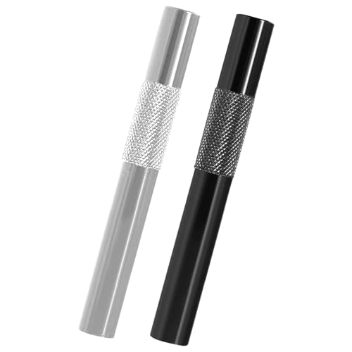 2 Stück Ziehröhrchen Set, 7cm Tragbarer Strohhalm, Metallrohr, Wiederverwendbar, Premium-Strohhalm(Schwarz/Silber) von Glanzend