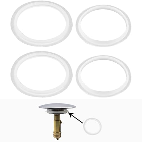 Dichtungsringe Set, 4 Stück Silikon-Dichtungsringe, 2 Stück AD Ø 41,5 mm, ID Ø 34,5 mm & 2 Stück AD Ø 38 mm, ID Ø 31 mm Dichtungsset Gummi O-Ring, Gummiringe für Waschbeckenstöpsel, Abfluss-Badezimmer von Glanzend