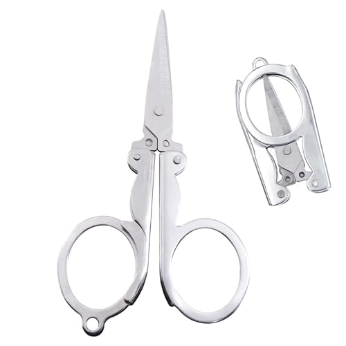 Edelstahl Faltschere, Tragbare Faltbare Reise Metallschere, 11,7 cm Kleine Mini Taschenschneider für Papierbasteln, Camping, Notfall, Nähen von Glanzend
