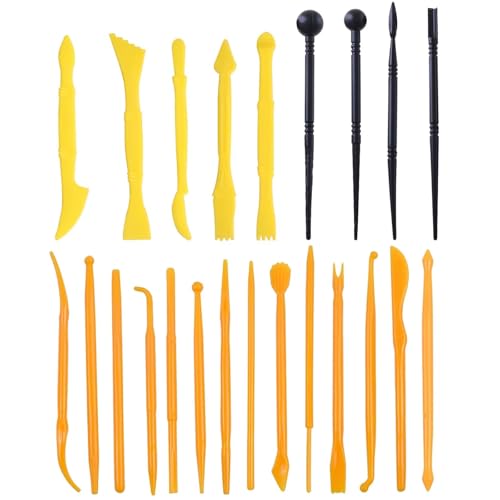 Glanzend 23 Stück Töpferwerkzeug Set, Keramik Werkzeug Töpfer Polymer Clay Sculpting Ton Tools Modellierwerkzeuge Set für Modellbau, Schnitzarbeiten, DIY-Handwerk, Kerzenherstellung von Glanzend