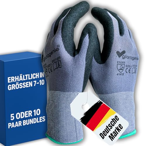 Glanzgenie Arbeitshandschuhe Herren, Gartenhandschuhe- robuste und atmungsaktive Premium Mechaniker Handschuhe - ergonomische Montagehandschuhe (Größe 7, 5 Paar) von Glanzgenie
