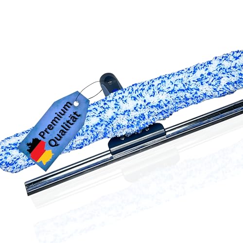 Glanzgenie Fensterwischer und Fensterabzieher als Kombi-Set (35cm) | LEWI Fensterwischer Bionic Duo mit Einwaschbezug & Edelstahlschiene | Ergonomischer Griff | gratis Mikrofasertuch dazu von Glanzgenie