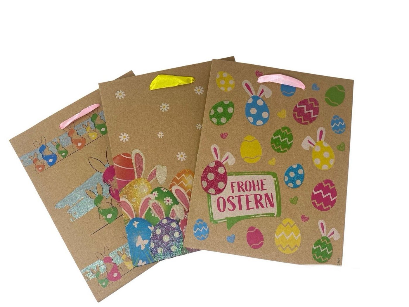 Glanzstar Geschenkbox 3er Set Geschenktüten Kraftpapier Ostern von Glanzstar