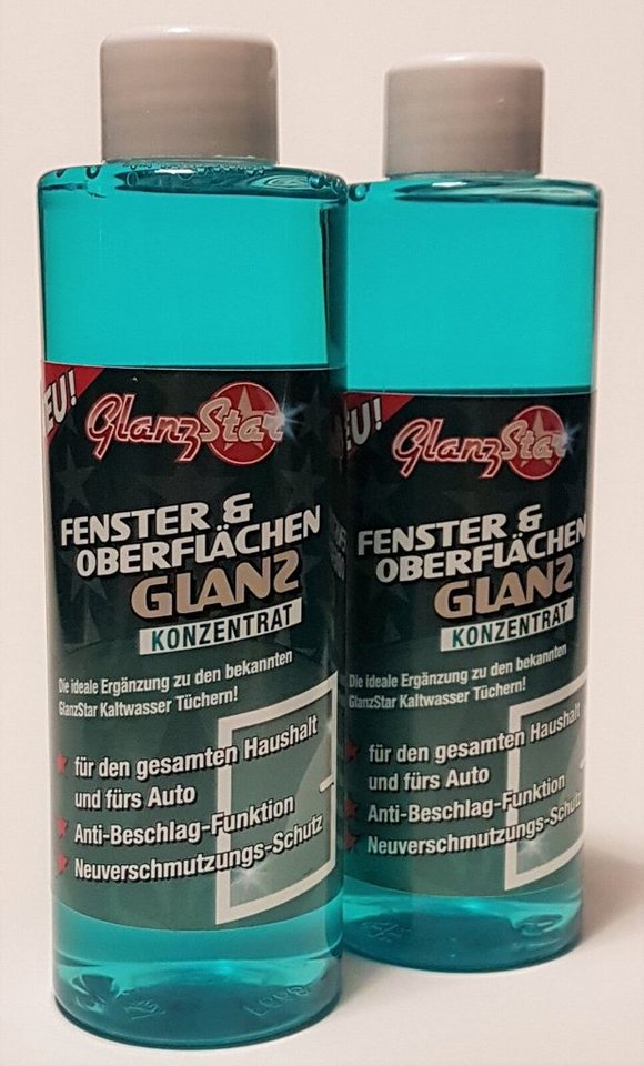 Glanzstar Fenster- und Oberflächenreiniger Konzentrat Set-2x 200ml-streifenfrei Glasreiniger von Glanzstar