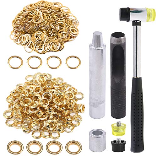 Glarks 124Pcs 1/2 Zoll Gold Ösen mit Werkzeugsätzen, 120Pcs Ösen mit 4Pcs Installationswerkzeugen für Stoff, Leinwand, Vorhang, Kleidung, Lederreparatur und Dekoration Glarks 124Pcs 1/2 Zoll Gold Ösen mit Werkzeugsätzen, 120Pcs Ösen mit 4Pcs Installationswerkzeugen für Stoff, Leinwand, Vorhang, Kleidung, Lederreparatur und Dekoration von Glarks