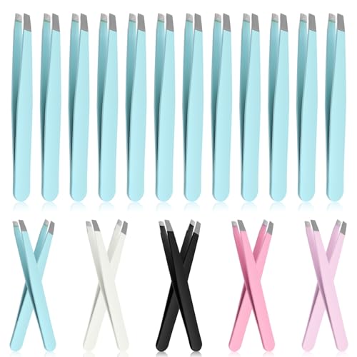 Glarks 12Pcs Blue Eyebrow Tweezers Stainless Steel Slanted Tip Tweezers Professional Facial Hair Eyebrow Precision Tweezers for Men and Women Glarks 12Pcs Blue Eyebrow Tweezers Stainless Steel Slanted Tip Tweezers Professional Facial Hair Eyebrow Precision Tweezers for Men and Women von Glarks