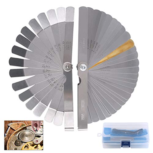 Glarks 2 Pack Stainless Steel Feeler Gauge Set, 32 Blades 0.04-0.88 mm Dual Marked Metric and Imperial Gap Measuring Tool and 16 Blades Standard SAE and Metric Gap Width/Thickness Measuring Tool Glarks 2 Pack Stainless Steel Feeler Gauge Set, 32 Blades 0.04-0.88 mm Dual Marked Metric and Imperial Gap Measuring Tool and 16 Blades Standard SAE and Metric Gap Width/Thickness Measuring Tool von Glarks