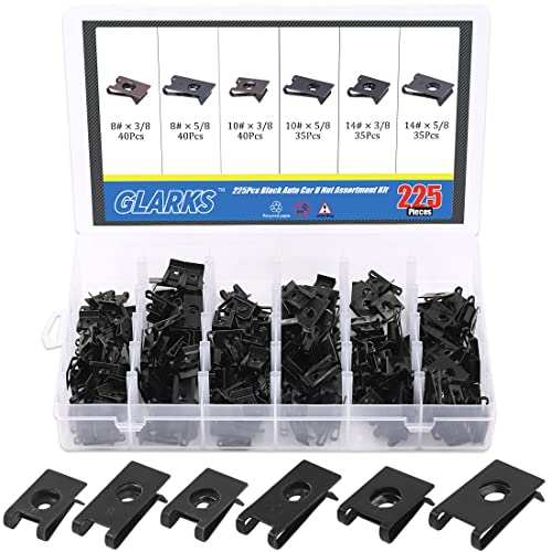 Glarks 225Pcs U Nut Assortment Kit, 6 Size Black Auto Car U Clips for Dash Door Panel Interior Glarks 225Pcs U Nut Assortment Kit, 6 Size Black Auto Car U Clips for Dash Door Panel Interior von Glarks