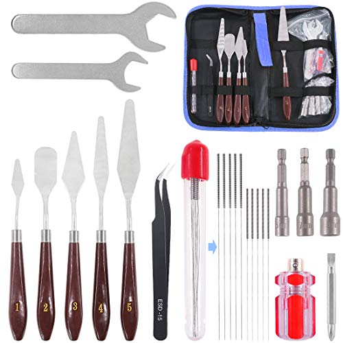 Glarks 23Pcs 3D Printer Nozzle Change Removal Cleaning Tool Set, 6 in 1 3D Printer Nozzle Change Tool + 5Pcs Spatula Palette Knife for 3D Print Removal + Tweezer Glarks 23Pcs 3D Printer Nozzle Change Removal Cleaning Tool Set, 6 in 1 3D Printer Nozzle Change Tool + 5Pcs Spatula Palette Knife for 3D Print Removal + Tweezer von Glarks