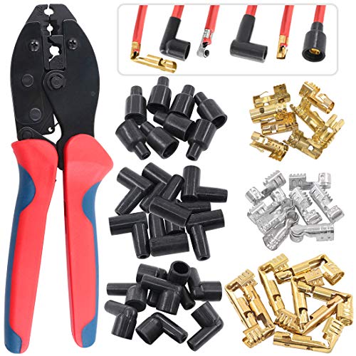 Glarks 25Pcs Ratchet Spark Plug Wire Crimper and 180 Degree/90 Degree/Straight Spark Plug Coil Terminals Boots Set for Crimping and Stripping Spark Plug Ignition Wire Glarks 25Pcs Ratchet Spark Plug Wire Crimper and 180 Degree/90 Degree/Straight Spark Plug Coil Terminals Boots Set for Crimping and Stripping Spark Plug Ignition Wire von Glarks
