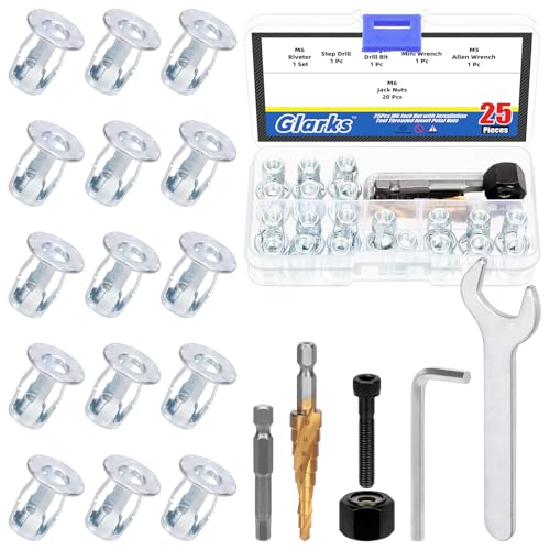 Glarks 25pcs M6 Jack Mutter und Installation Tool Kit Jacknut Schraube Anker Gewindeeinsatz Petal Mutter Expansion Mutter für Kunststoff Polywood Pressboard Hardboard Glarks 25pcs M6 Jack Mutter und Installation Tool Kit Jacknut Schraube Anker Gewindeeinsatz Petal Mutter Expansion Mutter für Kunststoff Polywood Pressboard Hardboard von Glarks