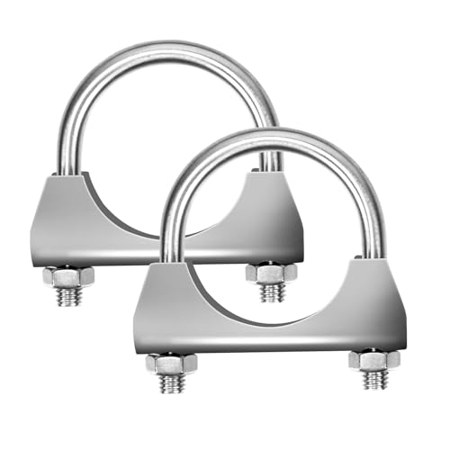 Glarks 2Pcs 304 Edelstahl Auspuff U-Klemmen 45MM (1-3/4in) Auspuff Auspuff Klemmen Design mit Sattelflansch für Auspuff Endrohr von Glarks