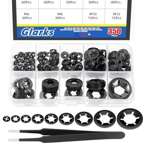 Glarks 351pcs 65Mn-Stahl Interne Zahn Stern Lock Unterlegscheiben Sortiment Kit M2 M2.5 M3 M4 M5 M6 M10 M12Schnell Geschwindigkeit Verriegelungsscheiben Push on Verriegelungsscheiben Glarks 351pcs 65Mn-Stahl Interne Zahn Stern Lock Unterlegscheiben Sortiment Kit M2 M2.5 M3 M4 M5 M6 M10 M12Schnell Geschwindigkeit Verriegelungsscheiben Push on Verriegelungsscheiben von Glarks