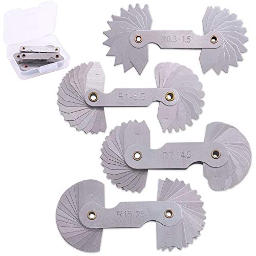 Glarks 4 Pack R0.3-1.5/ R1-6.5/ R7-14.5/ R15-25 Radius Gauge Set, Stainless Steel Radius Fillet Gage Portable Concave Convex Measuring Tool for Tool and Die Makers Check Glarks 4 Pack R0.3-1.5/ R1-6.5/ R7-14.5/ R15-25 Radius Gauge Set, Stainless Steel Radius Fillet Gage Portable Concave Convex Measuring Tool for Tool and Die Makers Check von Glarks