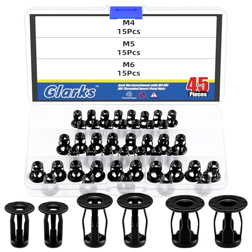 Glarks 45pcs Jack Nuts Kit Metric M4 M5 M6 Black Petal Nuts Expansion Nuts Thins Befestigungen Dowels Assembly für hohle Wand Eisen Skin Line Verwendung in dünner weicher Wand von Glarks