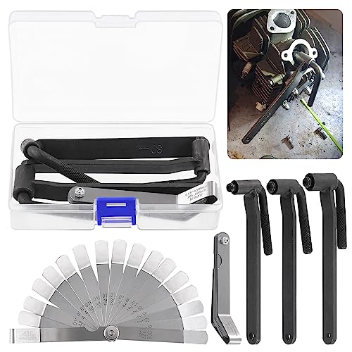 Glarks 4Pcs Motorrad Motorventil Schraube Einstellschlüssel Werkzeug und Feeler Manometer Set, 3Pcs 8mm 9mm 10mm Motorventil Schraube Reparatur Schraubenschlüssel Motorrad Roller Ventil Werkzeug mit e von Glarks