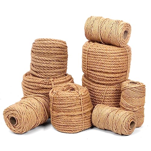 Glarks 4mm x 328 Feet Natural Jute Twine, Well Braided Jute Rope Heavy Duty Thick Twine String Packing String Rope for DIY Gifts Wrapping Bundling Decoration Gardening Applications (16mm x 49 Ft) von Glarks